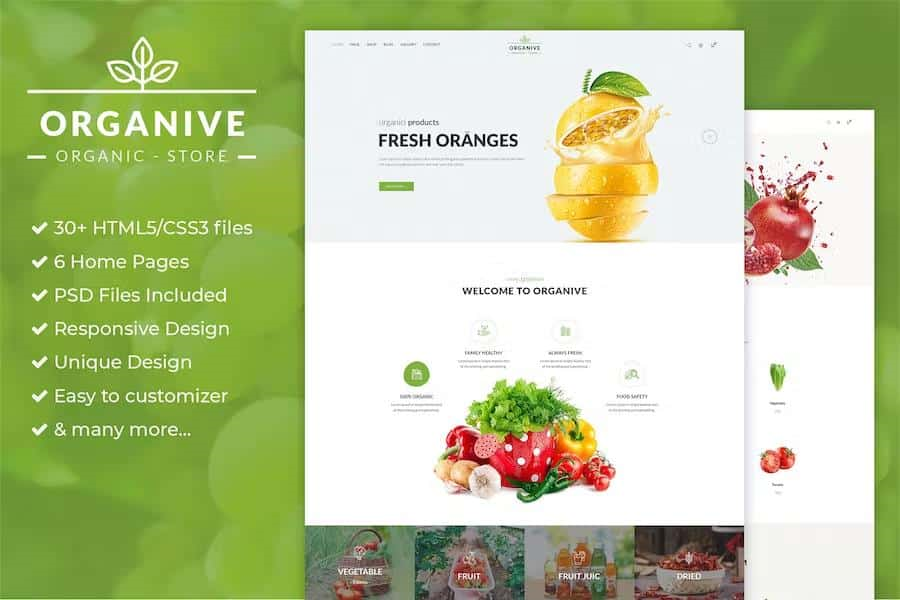ORGANIVE – ORGANIC STORE & ECO FOOD PRODUCTS HTML5 TEMPLATE